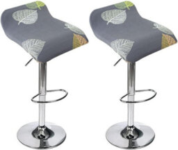 Printed Bar Stool Cover Set Of 2, Universal Seat With Elastic Bottom, Industrial Style - thumbnail 1