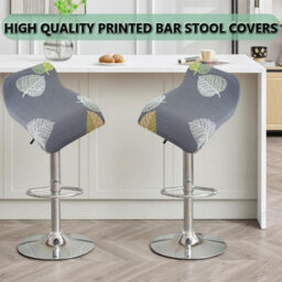 Printed Bar Stool Cover Set Of 2, Universal Seat With Elastic Bottom, Industrial Style - thumbnail 3