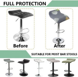 Printed Bar Stool Cover Set Of 2, Universal Seat With Elastic Bottom, Industrial Style - thumbnail 4
