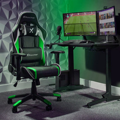 X Rocker Agility Compact Ergonomic Esports Gaming Chair For Juniors - Black / Green - image 1