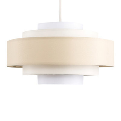 Valuelights Hampshire Modern 3 Tone Cream 5 Tier Cylinder Ceiling Light Shade (D)35Cm - image 1