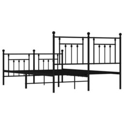 Berkfield Metal Bed Frame With Headboard And Footboard Black 140X190 Cm - thumbnail 8