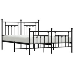 Berkfield Metal Bed Frame With Headboard And Footboard Black 140X190 Cm - thumbnail 4