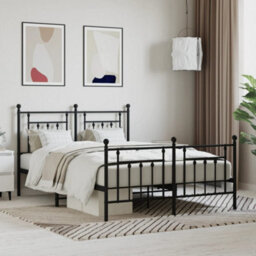 Berkfield Metal Bed Frame With Headboard And Footboard Black 140X190 Cm - thumbnail 1