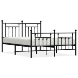 Berkfield Metal Bed Frame With Headboard And Footboard Black 140X190 Cm - thumbnail 2