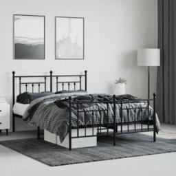 Berkfield Metal Bed Frame With Headboard And Footboard Black 140X190 Cm - thumbnail 3