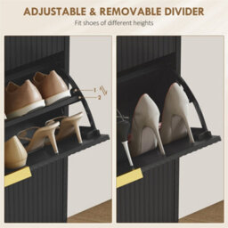Black-3 Drawers Narrow Shoe Cabinet With Drawers And Adjustable Shelves - thumbnail 4