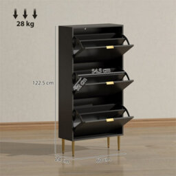 Black-3 Drawers Narrow Shoe Cabinet With Drawers And Adjustable Shelves - thumbnail 2