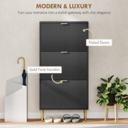 Black-3 Drawers Narrow Shoe Cabinet With Drawers And Adjustable Shelves - thumbnail 6