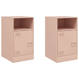 Berkfield Bedside Cabinets 2Pcs Pink 34.5X39X62 Cm Steel - thumbnail 2