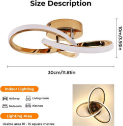 Pheashine Gold Aluminium Clover Led Flush Mount Ceiling Light 30W Neutral White 4500K For Bedroom, Kitchen, Living Room - thumbnail 3