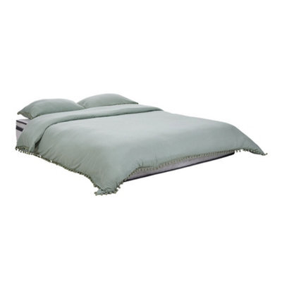Living And Home Pack Of 3 Small Double Bedding Solid Duvet Cover With 2 Pillowcase Set Easy Care Comfortable And Ezysleep Green - image 1