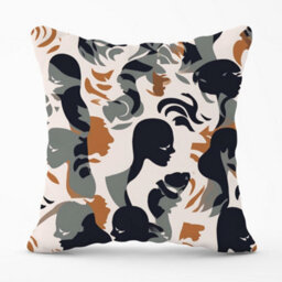 Warren Reed Designer Abstract Grey Brown Silhouette Cushions 45Cm X 45Cm - thumbnail 1
