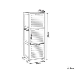Wyld And Coco 3-Drawer Bathroom Cabinet In Light Brown Bamboo With Easy-Roll Rubber Wheels, W32 X D30 X H90Cm - thumbnail 4