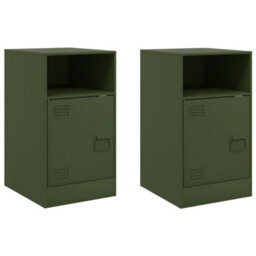 Berkfield Bedside Cabinets 2 Pcs Olive Green 34.5X39X62 Cm Steel - thumbnail 2