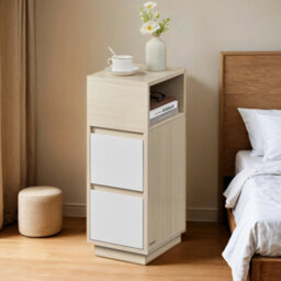 Songmics Narrow Side Table, Slim End Table With 2 Drawers, 1 Open Compartment, For Living Room, Bedroom, Natural Beige - thumbnail 2