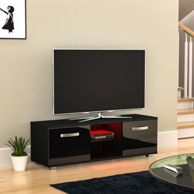 Lassic Vida Designs Cosmo Black 2 Door Led Tv Unit 120Cm Sideboard Cabinet - image 1