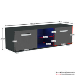 Lassic Vida Designs Cosmo Black 2 Door Led Tv Unit 120Cm Sideboard Cabinet - thumbnail 2