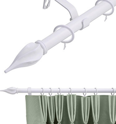 Lister Cartwright 19 mm Extendable Metal Curtain Pole Rods - White (Spiral Finials, 210-360 Cm) - image 1