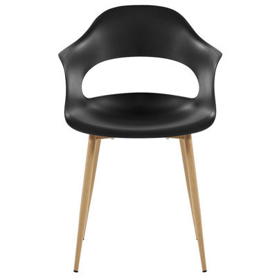 Beliani Black Set Of 2 Scandinavian-Style Dining Chairs With Synthetic Upholstery And Wood-Effect Metal Legs - image 1