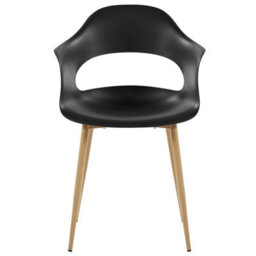 Beliani Black Set Of 2 Scandinavian-Style Dining Chairs With Synthetic Upholstery And Wood-Effect Metal Legs - thumbnail 1