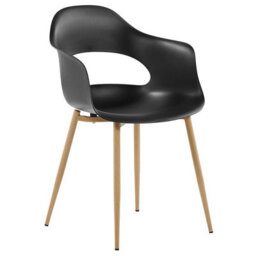 Beliani Black Set Of 2 Scandinavian-Style Dining Chairs With Synthetic Upholstery And Wood-Effect Metal Legs - thumbnail 4