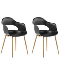 Beliani Black Set Of 2 Scandinavian-Style Dining Chairs With Synthetic Upholstery And Wood-Effect Metal Legs - thumbnail 3