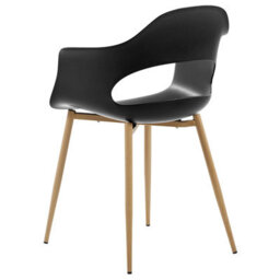Beliani Black Set Of 2 Scandinavian-Style Dining Chairs With Synthetic Upholstery And Wood-Effect Metal Legs - thumbnail 6