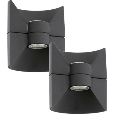 2 Pack Modern Ip44 Outdoor Up & Down Wall Light - Anthracite Aluminium Led Lamp - image 1