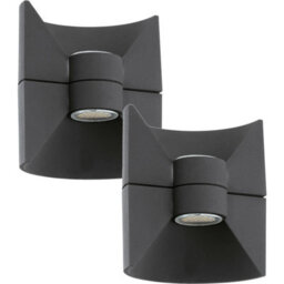 2 Pack Modern Ip44 Outdoor Up & Down Wall Light - Anthracite Aluminium Led Lamp