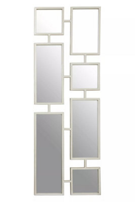 Orsina Silver Multi Frame Wall Mirror, Contemporary Panel Decorative Mirror With Silver Iron Frame, Accent Mirror - image 1
