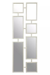 Orsina Silver Multi Frame Wall Mirror, Contemporary Panel Decorative Mirror With Silver Iron Frame, Accent Mirror