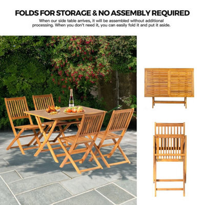 5Pcs Acacia Wood Outdoor Dining Set Folding Table Chairs Patio Garden Patio - image 1