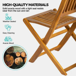 5Pcs Acacia Wood Outdoor Dining Set Folding Table  Chairs Patio Garden Patio - thumbnail 3