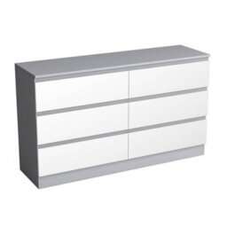 Urbn-Living Urbnliving 120Cm Width Grey Wooden Chest Of White 6 Drawers Bedroom Furniture Storage Bedside Table Modern Cabinet - thumbnail 5