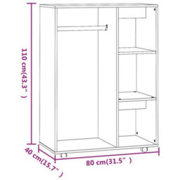 Vidaxl Wardrobe Grey Sonoma 80X40X110 Cm Engineered Wood - thumbnail 9