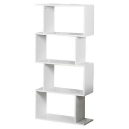 Urbn-Living Urbnliving Height 127.5Cm 4 Tier Wooden S-Shaped Bookcase Living Room Colour White Modern Display Shelves Storage Unit Divider - thumbnail 1