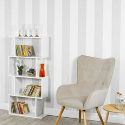 Urbn-Living Urbnliving Height 127.5Cm 4 Tier Wooden S-Shaped Bookcase Living Room Colour White Modern Display Shelves Storage Unit Divider - thumbnail 3