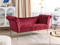 Beliani Chaise Longue Nantilly Velvet Dark Red - thumbnail 2