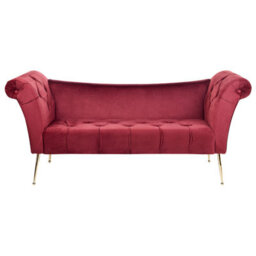 Beliani Chaise Longue Nantilly Velvet Dark Red - thumbnail 1