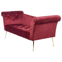 Beliani Chaise Longue Nantilly Velvet Dark Red - thumbnail 5