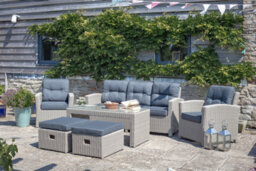 Statement Furniture Cannock Rattan Garden Furniture 6Pc Sofa Armchairs Coffee Table Ottomans, Patio Set - thumbnail 3