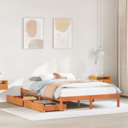 Berkfield Bed Frame Without Mattress Wax Brown 140X190 Cm Solid Wood Pine - thumbnail 1