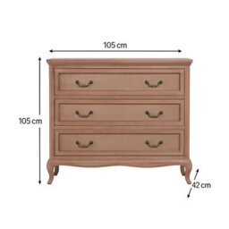 Melody Maison Solid Wood 3 Drawer Chest Of Drawers - Hessian Range - thumbnail 9