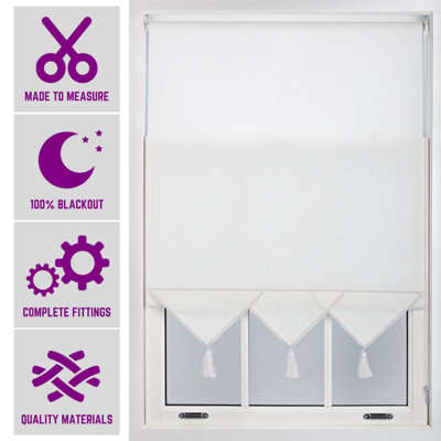 Furnished Luxury Triangle Edge Roller Blinds, Cut To Fit - White (W)90Cm X (L)165Cm - image 1