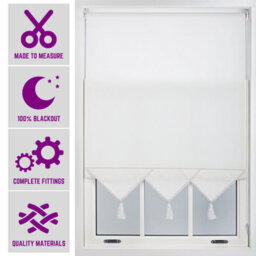 Furnished Luxury Triangle Edge Roller Blinds, Cut To Fit - White (W)90Cm X (L)165Cm - thumbnail 1