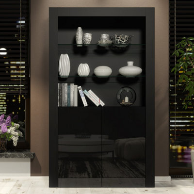 Creative Furniture Spectrum Display Cabinet 170Cm - Black With Gloss Doors - image 1