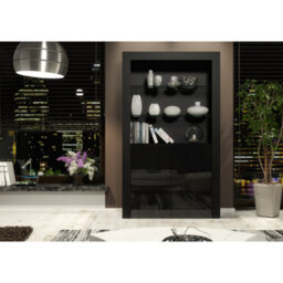 Creative Furniture Spectrum Display Cabinet 170Cm - Black With Gloss Doors - thumbnail 2