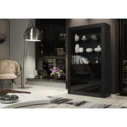 Creative Furniture Spectrum Display Cabinet 170Cm - Black With Gloss Doors - thumbnail 6