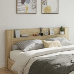 Berkfield Headboard Cabinet With Led Sonoma Oak 220X16.5X103.5 Cm - thumbnail 1